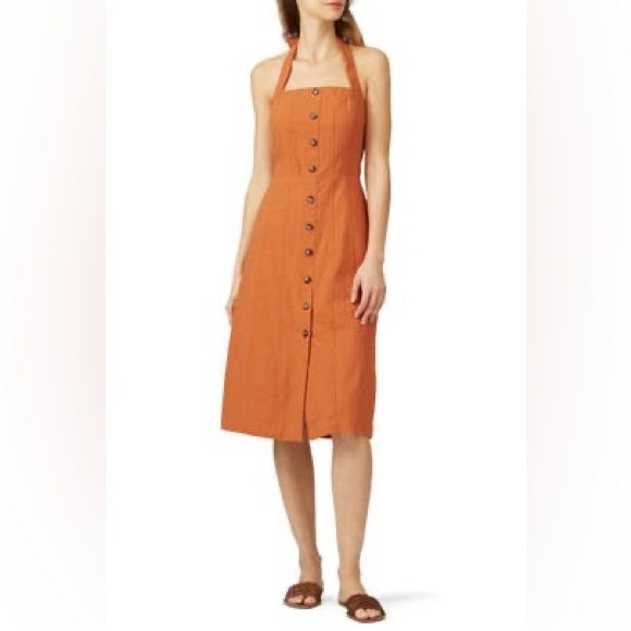 Moon River Burnt Orange Halter Dress - Picture 5 of 5